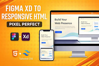 convert figma xd to responsive HTML tailwind