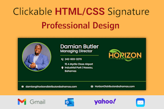 hand coded clickable html email signature with custom design