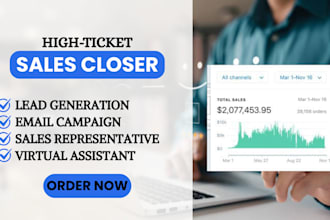 be high ticket sales closer salesperson sales closing online sales copy leads