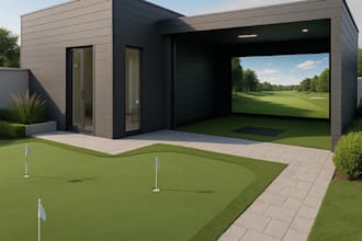 redesign modern golf simulator space, cgi exterior, skp, walkthrough,sport arena