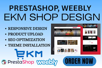 setup optimize prestashop weebly ekm shop website design upload products SEO