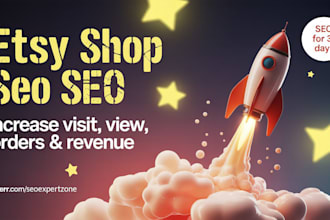 etsy shop 30 days SEO rank listings increase visit, view, orders and revenue