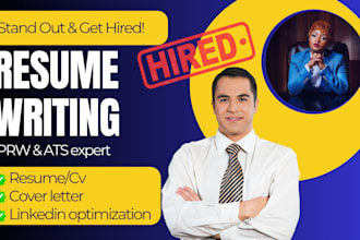 write professional cover letter, resume, cv, linkedin profile as HR expert