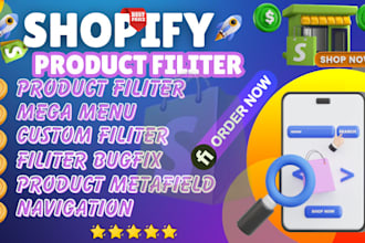 be setting up shopify filters, metafields, matrixify, collections, navigation