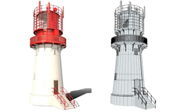 do 3d lighthouse model, coastal beacon, sea navigation tower