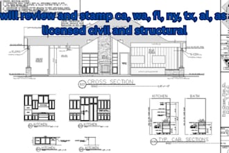 do nj, wa, ca, fl, tx, nys, la stamp review and pe stamp for approval