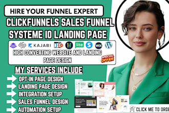 leadpages website design, clickfunnels sales funnel, systeme io landing page
