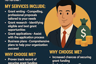 write grant proposal, research, application, business plan, pitch deck