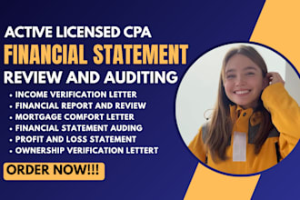 prepare and sign CPA certified financial statement, US CPA audit comfort letter