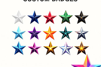 deliver a sub badge set 12 levels and 4bonus futuristic style