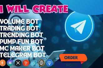build trading volume bot, pump fun bot, bundle bot, telegram bot on evm solana