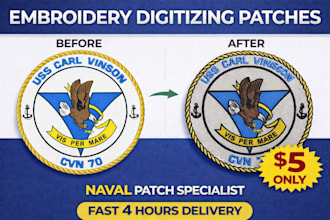 do embroidery digitizing into dst, pes, exp, VIP, vp3 fast delivery