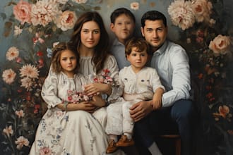 draw a realistic family or group portrait from a photo