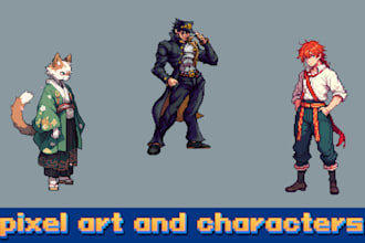 create pixel art characters, backgrounds, assets, and animated game sprites