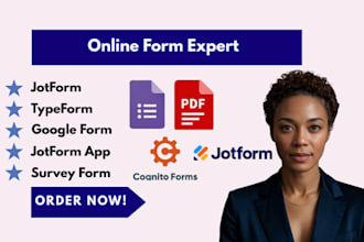 create online form jotform, google form, typeform cognito form, online survey