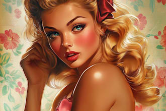 pin up girl and pin up girl illustration