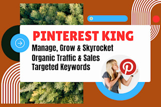 be your pinterest king, manage, grow,  skyrocket organic traffic and sales