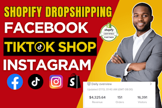 setup tiktok shop, instagram shop, facebook shop for shopify dropshipping store