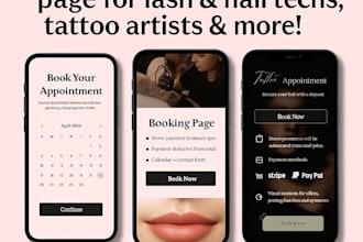 custom booking page for lash, nail techs, tattoo artists and more