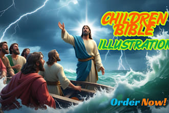 do bible themed illustration book illustration, children story book illustration
