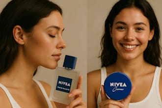 do realistic product photography with model and studio photography using ai