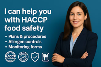 design complete haccp food safety plans, allergen control, and monitoring forms