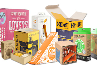 design amazon packaging product box label insert and thank you card pouch design