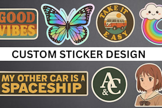 design custom sticker book, sheet and packs, bumper sticker for etsy on canva
