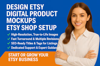 setup etsy shop design etsy digital products store etsy seo listings etsy store