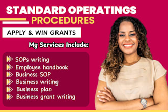 write gmp sops, technical manuals, user guides, and business policy documents