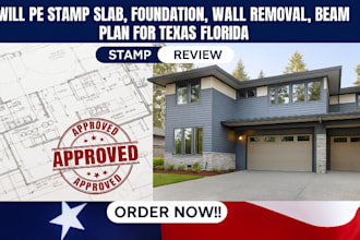 pe stamp slab, foundation, wall removal, beam plan for texas florida permit