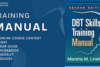 create instruction training course manual, sops user guides workbook, PPT slides