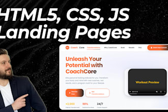 design a professional landing page using HTML5, CSS, js
