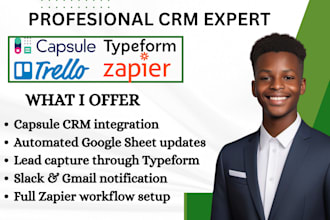 setup capsule crm google sheet typeform slack trello gmail zapier integration