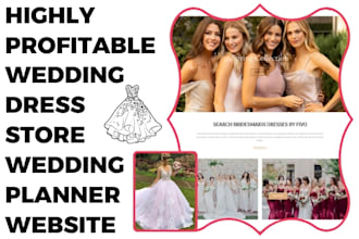 design wedding dress shopify store fashion bridal gown wedding planner website