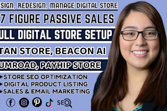 create, redesign payhip, gumroad, stan store, beacon ai to sell digital product