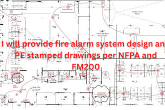 design and pe stamp nfpa and fm200fire alarm system drawings