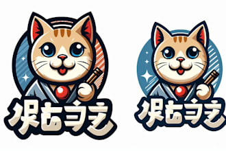 create an elegant japanese cat mascot logo  in very short time