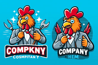 design eye catchy chicken mascot logo  with express delivery