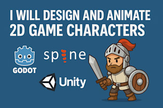 design animated 2d characters for godot, spine and unity games