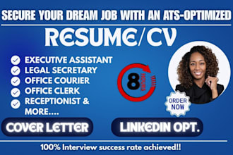 write office administrative, legal secretary, courier clerk, receptionist resume