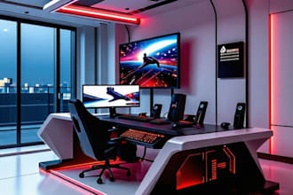do 3d isometric streaming rooms, gaming setups, podcast studios and game center