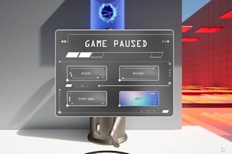 develop game UI design, 3d renders for unity, unreal engine