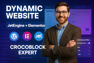 build dynamic website using elementor, jetengine and crocoblock in wordpress