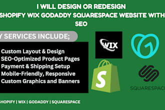 design redesign shopify wix godaddy squarespace website store design product seo