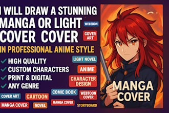 draw manga anime comic book cover art webtoon light novel illustration design