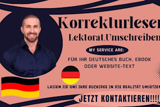 proofread, edit and rewrite your german book ebook text website