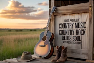 produce authentic country rock country pop blues soul with acoustic guitar