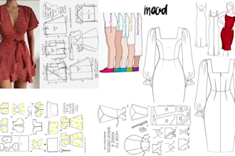 make custom fit clothing patterns for fashion brands and  draft garment patterns
