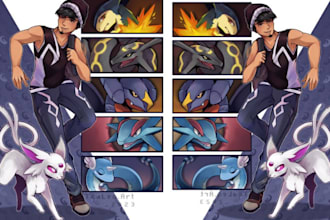 draw pokemon trainer team fakemon pixel art with you as a trainer